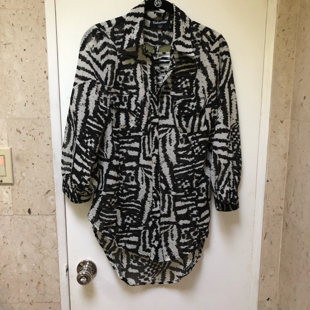 NWOT Zebra Print Blouse L